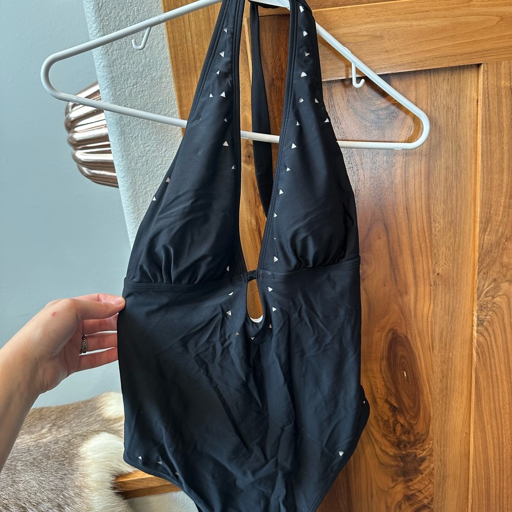 CupShe Black Halter One-Piece Swimsuit with Cutout Detail